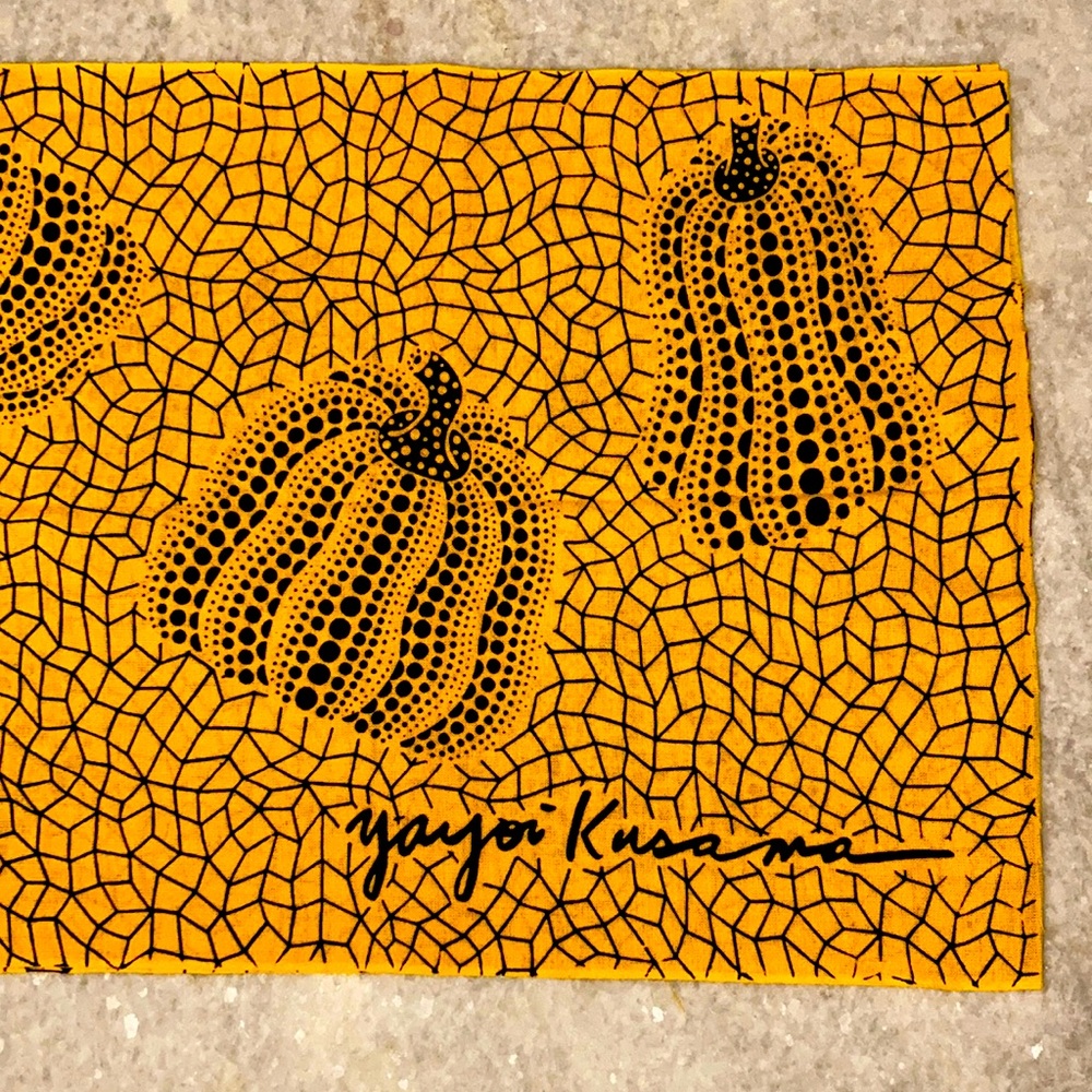 YAYOI KUSAMA YELLOW PUMPKIN POLKADOT BANDANA SCARF
